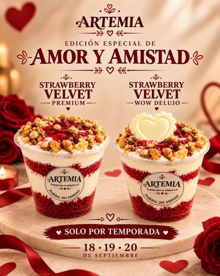 Edición especial de Amor y Amistad de ARTEMIA: Strawberry Velvet Premium y Strawberry Velvet Wow de Lujo, disponibles el 18, 19 y 20 de septiembre